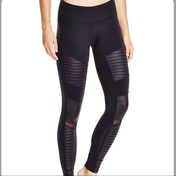 ALO Yoga Pants - Alo Yoga Moto Leggings Black/Glossy